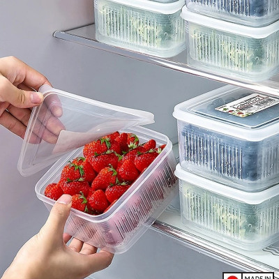 Bộ 03 hộp thực phẩm có giá lót Nakaya 1100ml hàng nội địa Nhật Bản K.230#