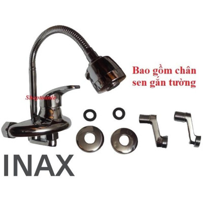 [FREESHIP] Vòi chậu rửa bát INAX cắm tường nóng lạnh cần mềm ( đã bao gồm chân sen gắn tường) bảo hành 5 năm