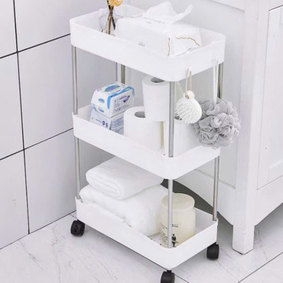 Kệ đựng đồ 4 tầng có bánh xe, giá để đồ 4 ngăn có bánh xe xoay 360 độ, xe để đồ 4 tầng