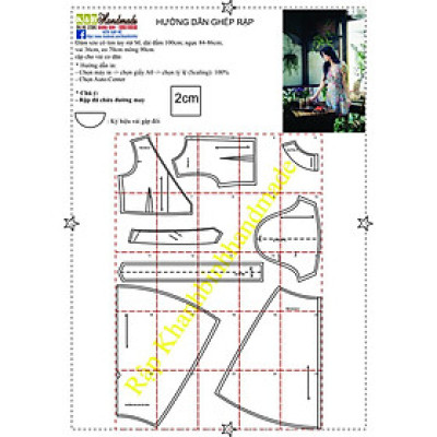 Rập giấy đầm cổ tim tay phồng mã 1259 (BẢN VẼ)