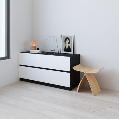 HAPPY FURNITURE , Tủ lưu trữ 4 ngăn kéo - KALA, THK_290, 110cm x 40cm x 55cm DxRxC