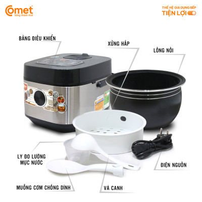 Nồi cơm điện tử Comet CM8088 1.8L – Công nghệ Fuzzy Logic, lòng niêu chống dính, làm nóng 3D – Nấu đa năng, tiết kiệm điện – Hàng chính hãng, bảo hành 1 năm