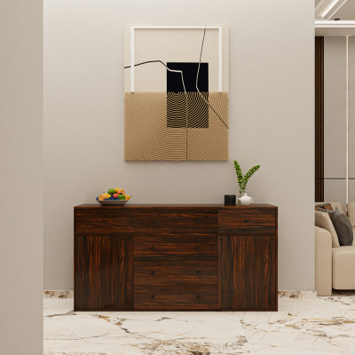 HAPPY FURNITURE , ZACY - Tủ lưu trữ 6 ngăn kéo 2 cửa mở, THK_219 , 160cm x 40cm x 82cm DxRxC, Sản phẩm phổ thông