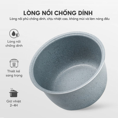 Nồi cơm điện Lebenlang LBL0587, dung tích 1200ml, công suất lớn 500W, giữ nhiệt đến 4h, thiết kế đơn giản, tặng kèm xửng hấp, bảo hành 2 năm - hàng chính hãng