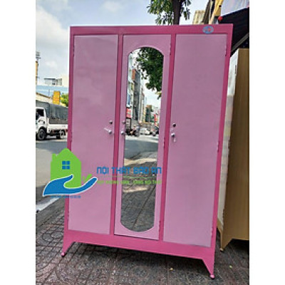 Tủ sắt quần áo kích thước 1m2 x1m8 màu hồng Nội Thất Bảo An