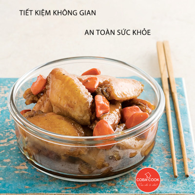 Bộ 3 hộp tròn 400ml đựng cơm kèm túi hộp thủy tinh chịu nhiệt cường lực COBA