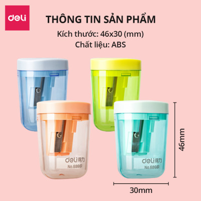 Gọt Bút Chì, Chuốt Bút Chì Mini DELI Lưỡi Thép Không Gỉ, Cắt Bén, Hạn Chế Gãy Ngòi Chì. 