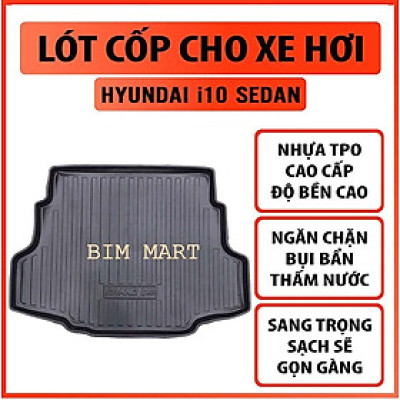 Lót cốp dành cho xe Hyundai Grand i10 Sedan 2016 - 2020 không mùi, chất liệu TPO cao cấp