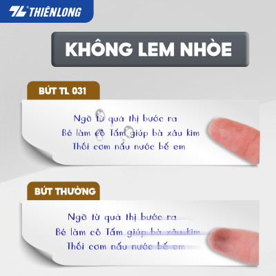 Combo 5/10/20 Bút bi Thiên Long TL-031 ngòi 0.5mm mực xanh đỏ đen giắt kim loại mạ crom kiểu dáng hiện đại, thân bút thon dài