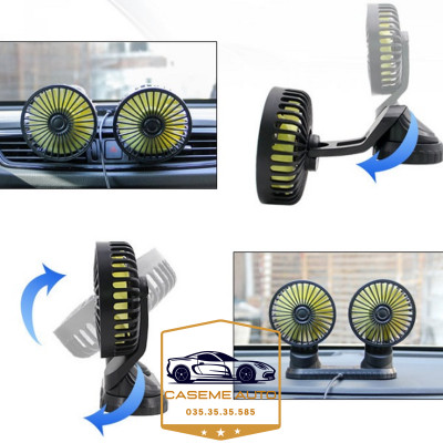 [Quạt Đôi USB 5V] Quạt Đôi Để Taplo Ô Tô, Xoay 360. Để Trên Taplo Ô Tô, Bàn Làm Việc, Nhỏ Gọn Cực Mát Hàng Cao Cấp - Hàng Nhập Khẩu