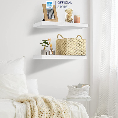 Bộ 2 Kệ Gỗ Thanh Ngang Trang Trí Treo Tường Màu Trắng Gỗ Chống Ẩm Dày 25mm SIB Decor KT005