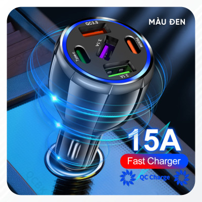Tẩu Sạc Xe Ô Tô Chia 5 Cổng USB Type C Chuẩn PD, Cổng Quick Charge 3.0 | Kích Thước Nhỏ Gọn, Sạc Nhanh, Dòng Điện Ổn Định