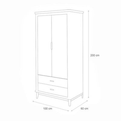 Tủ Quần Áo 2 Cánh Vivid Gỗ Tự Nhiên 1M2 Ibie BSW2VIVR12 - Trắng (120 x 60 cm)