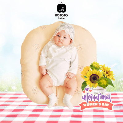Gối chống trào ngược Rototo bebe chính hãng chất liệu Cotton chần bông
