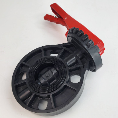 Van bướm mặt bích tay gạt phi 63, 90, 110, 125, 160, 200 Eurolife EL-VB (xám đỏ)