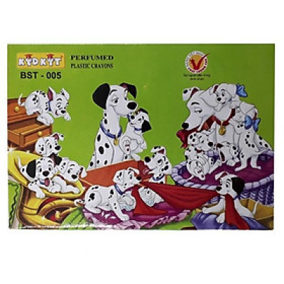 Viết Sáp Màu Chó Đốm BS-005 (12 Màu) - Mẫu Bao Bìa Màu Xanh Lá