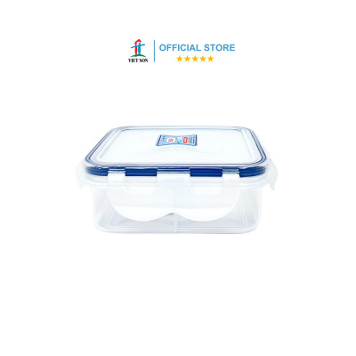 [TẶNG KHAY RÁO NƯỚC] Bộ 3 Hộp Đựng Thực Phẩm Có Vách Ngăn VIETSON 450ml Nắp Khóa 4 Cạnh Kín Hơi