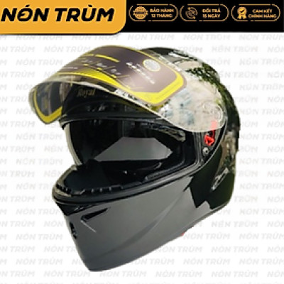 Mũ bảo hiểm fullface Royal M266 2 kính màu đen bóng cho nam và nữ đi xe máy