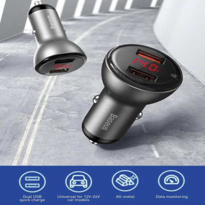 Tẩu sạc nhanh đa năng Baseus TZCCBX-B0G - hàng nhập khẩu