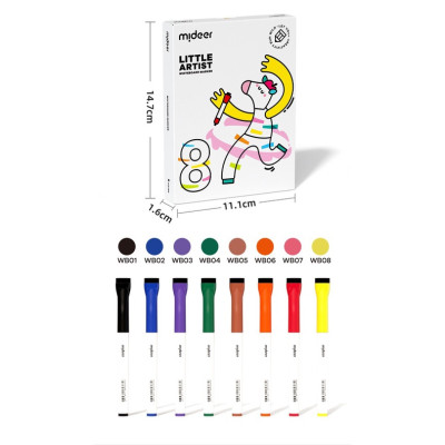 Hộp 8 Cây Bút Lông Màu Viết Bảng Đa Năng Cao Cấp An Toàn Cho Trẻ – Mideer Little Artist Whiteboard Marker