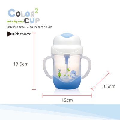 BÌNH UỐNG NƯỚC ỐNG HÚT CÓ TAY CẦM 200ML BẰNG NHỰA PP KUKU - KU5472