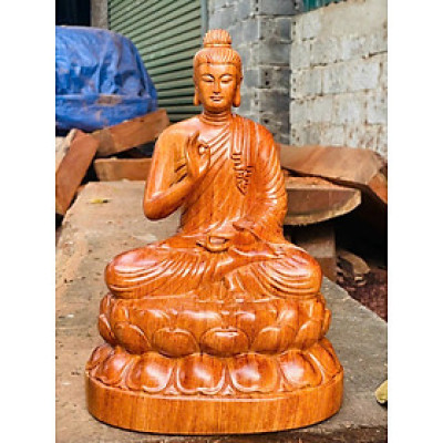 Tượng phật thích ca bằng gỗ hương đá kt 30×21×17cm 