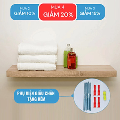 [Mua 2 giảm 10%] Kệ Thanh Ngang Rộng 20cm, Gỗ Dày 25mm Treo Tường Màu Gỗ Sồi SIB Decor Chiều Dài 40 Đến 120cm KT005