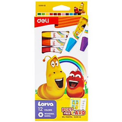Hộp 12 Bút Màu Sáp Dầu Larva - Deli EC201-12