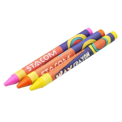Hộp 12 Bút Sáp Màu Wax Crayon - Stacom CR012W