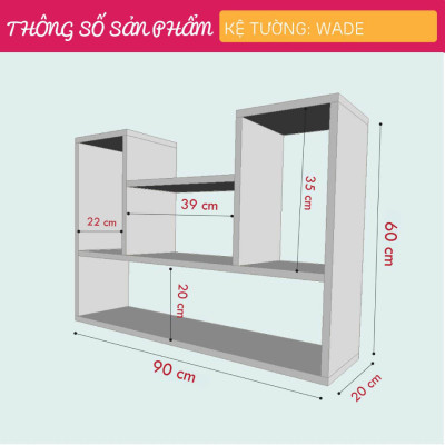 Giá sách treo tường gỗ công nghiệp SMLIFE Wade