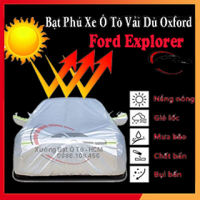 [FORD EXPLORER] Bạt Phủ Ô Tô Vải Dù Oxford, Tráng Nhôm Cao Cấp, Áo Trùm Bảo Vệ Xe FORD EXPLORER, Bạc Phủ Trùm Chống Nóng Chống Mưa, Chống Xước Xe, Bạt Của Xưởng Được May Theo Kích Cỡ Xe, Cam Kết Vừa Xe, Bền Và Đẹp Tới 2 Năm