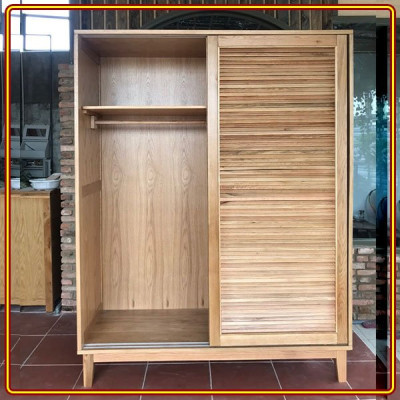 Tủ quần áo gỗ sồi cửa lùa Tundo 120 x 60 x 200 cm