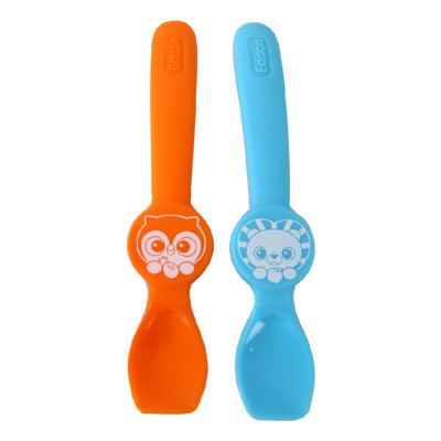 Set 2 thìa ăn dặm Edison Silicon hình Cú, Sư tử cho bé từ 4 tháng chính hãng - Hàn Quốc