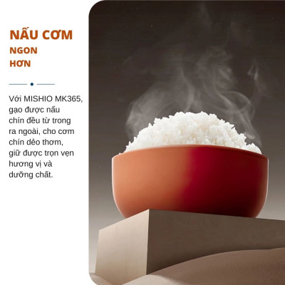Nồi Cơm Điện Lòng Sứ 1.8Lít Mishio MK402 Không Bong Tróc Men Chống Dính Tự Nhiên - hàng chính hãng