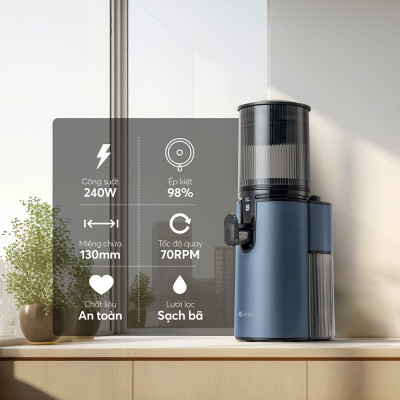 Máy ép chậm Elmich JEE-8758, công suất 240W, bảo toàn dưỡng chất, giữ trọn hương vị, ép kiệt bã tới 98% - Hàng Chính Hãng