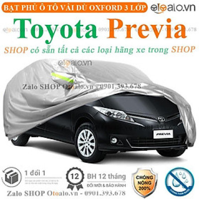 Bạt phủ ô tô dành cho xe Toyota Previa 3 lớp cao cấp