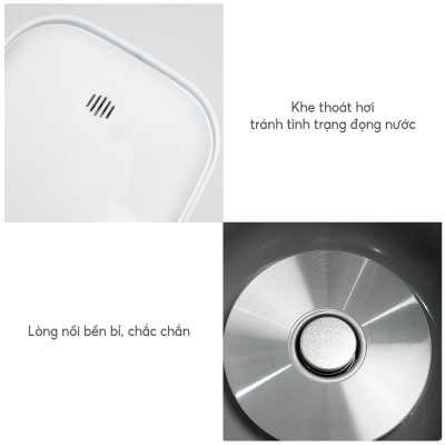 Nồi cơm điện Lebenlang LBL0587, dung tích 1200ml, công suất lớn 500W, giữ nhiệt đến 4h, thiết kế đơn giản, tặng kèm xửng hấp, bảo hành 2 năm - hàng chính hãng