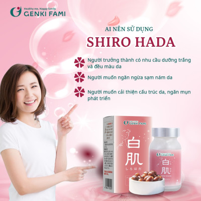 Viên Uống Trắng Da Mờ Sạm Nám Từ Thiên Nhiên Shiro Hada Genki Fami Nhật Bản Hộp 90 Viên