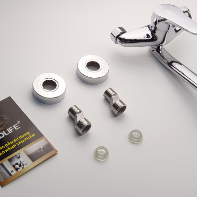 Vòi rửa chén nóng lạnh âm tường Đồng mạ Chrome Eurolife EL-T016AT (Trắng bạc)