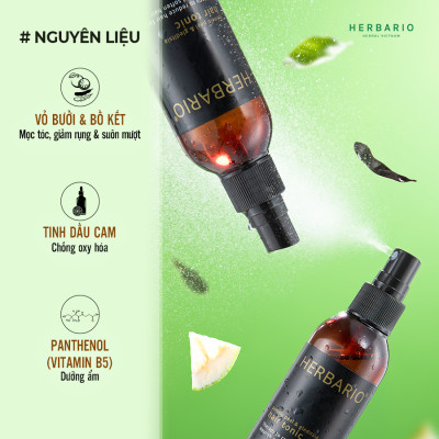 Nước dưỡng tóc Vỏ Bưởi & Bồ Kết Herbario 100ml (pomelo peel & gleditsia hair tonic) giúp giảm rụng tóc kích thích mọc tóc nhanh