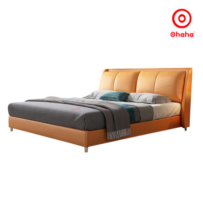 [Miễn phí vận chuyển & Lắp đặt] Giường ngủ bọc da cỡ lớn kết hợp gỗ cao cấp chống ẩm TẶNG kèm 2 tab đầu giường - GN024