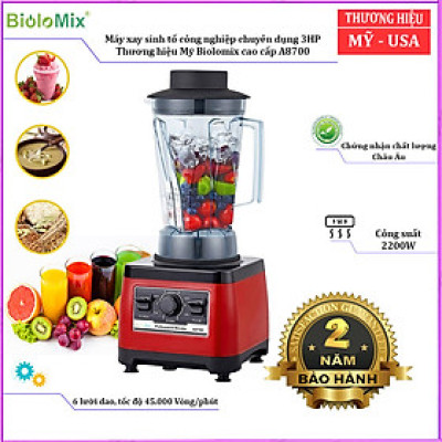 Máy xay sinh tố chuyên nghiệp Biolomix A8700  Công suất 2200W-Dung Tích 2Lít, Bảo hành động cơ lên tới 7 năm,- Hàng nhập khẩu