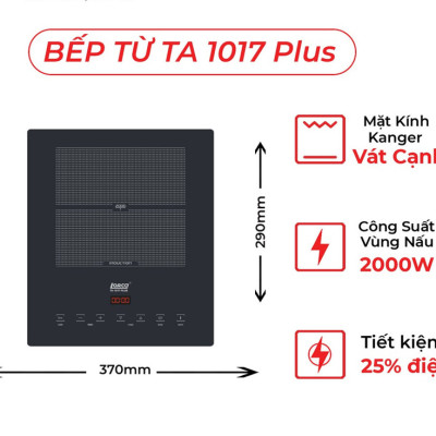Bếp Từ Đơn LORCA TA 1017 PLUS - Hàng Chính Hãng Công Suất Lớn, Mỏng Nhẹ, Tiết Kiệm Điện, Bền Bỉ