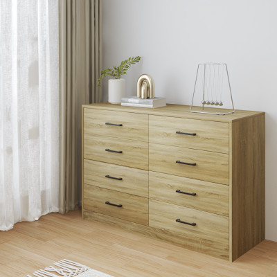 HAPPY FURNITURE , HEINEE - Tủ lưu trữ 8 ngăn kéo, THK_235 , 120cm x 45cm x 82cm DxRxC, sản phẩm phổ thông