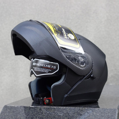 Nón bảo hiểm fullface ROYAL M179 lật cằm vân CARBON đen nhám