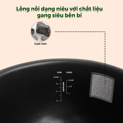 Nồi cơm điện cao tần giảm đường DREAMER DKA-IRC118, 1.8 lít, lòng nồi hợp kim gang, 18 chức năng, hàng chính hãng