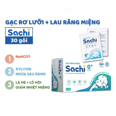 Mua Gạc Rơ Lưỡi Sachi 30 Gói - Tặng 5 ống muối Fysoline, Gạc Dr. Papie Vệ Sinh Răng Miệng Cho Bé