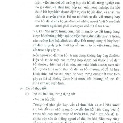 Quy Trình Pháp Lý Thu Hồi Đất, Trưng Dụng Đất, Bồi Thường, Hỗ Trợ, Tái Định Cư Và Giải Quyết Khiếu Nại, Tố Cáo, Khởi Kiện Của Người Có Đất Thu Hồi, Trưng Dụng