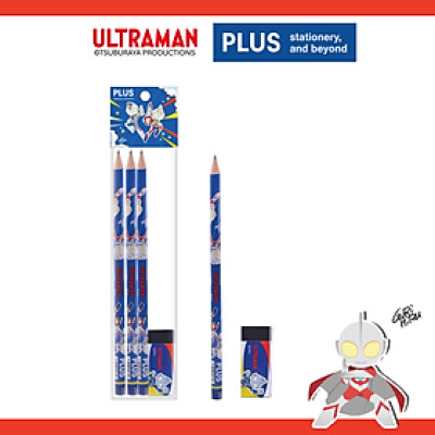 Set 3 bút chì Ultraman kèm gôm – Thiết kế bản quyền, tiện lợi cho học sinh