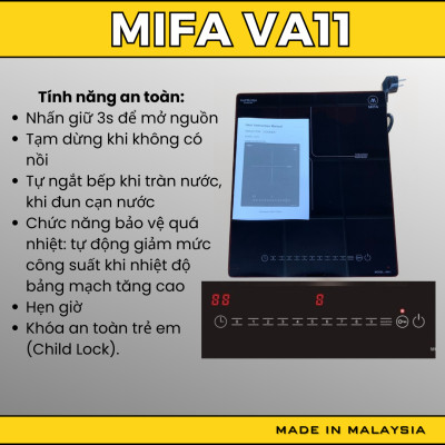 Bếp từ đơn MiFa VA11 cống suất 3000W Đun Liu Riu - Hàng Chính Hãng